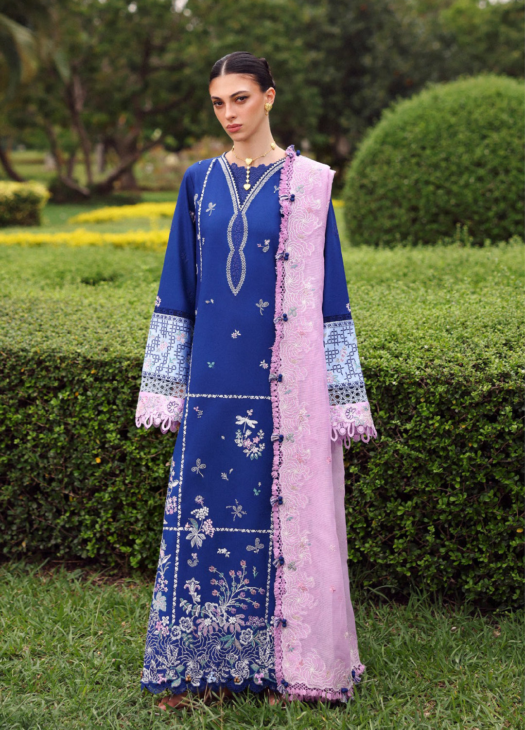 Lilas by Republic WomensWear Unstitched Embroidered Lawn 3 Piece Suit RW26ULL Lilas D-3B - Eid Collection