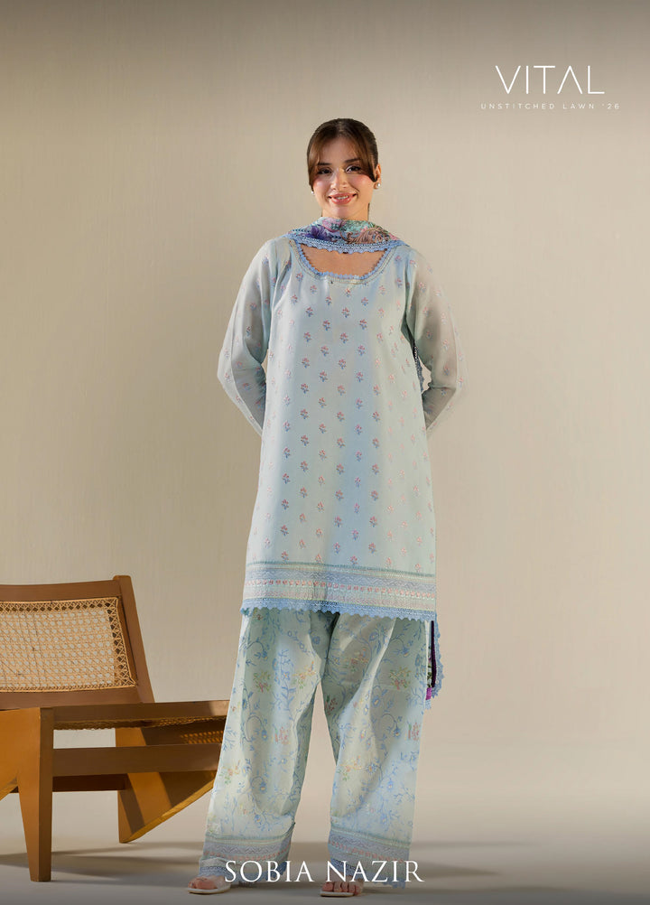 Vital by Sobia Nazir Unstitched Embroidered Lawn 3 Piece Suit SN26UVL 10B - Summer Collection