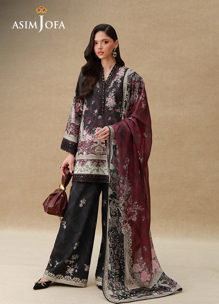Asim Jofa Unstitched Printed Silk 3 Piece Suit AJ26UPS AJULSC-08 - Casual Collection