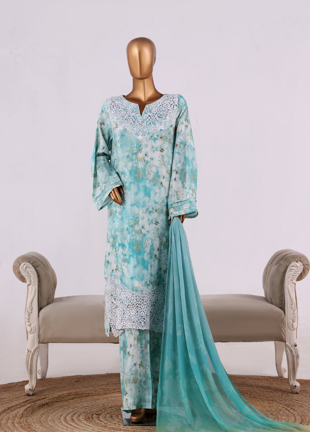 Majestic by HZ Textiles RTW Embroidered Silk 3 Piece Suit HZ26UMS Wave - Festive Collection