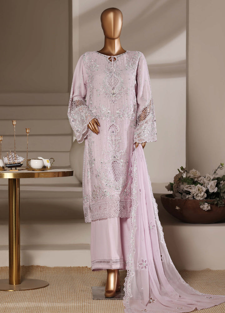 Fasane by HZ Textiles RTW Embroidered Chiffon 3 Piece Suit HZ26UCF HZK-236 Lavndr - Festive Collection