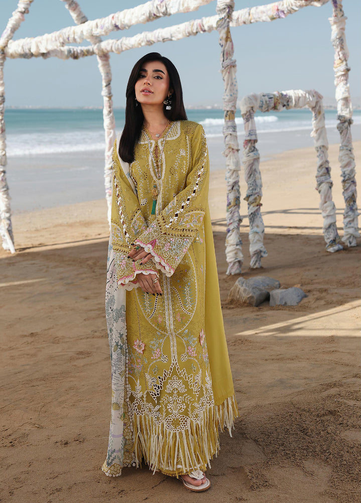 Sahil by Qalamkar Unstitched Embroidered Luxury Lawn 3 Pcs Suit QLK26US SA-07 Hira - Summer
