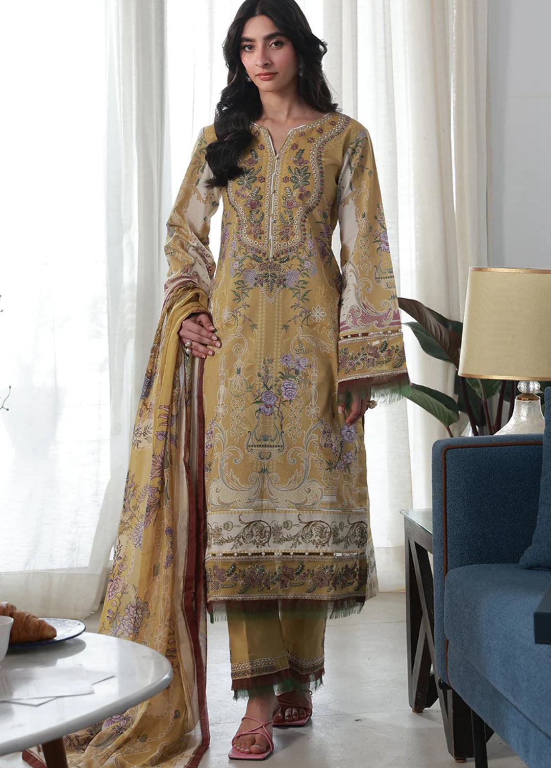 Delia by Gulaal Unstitched Embroidered Lawn 3 Piece Suit GL26UD D-7 Esme - Summer Collection