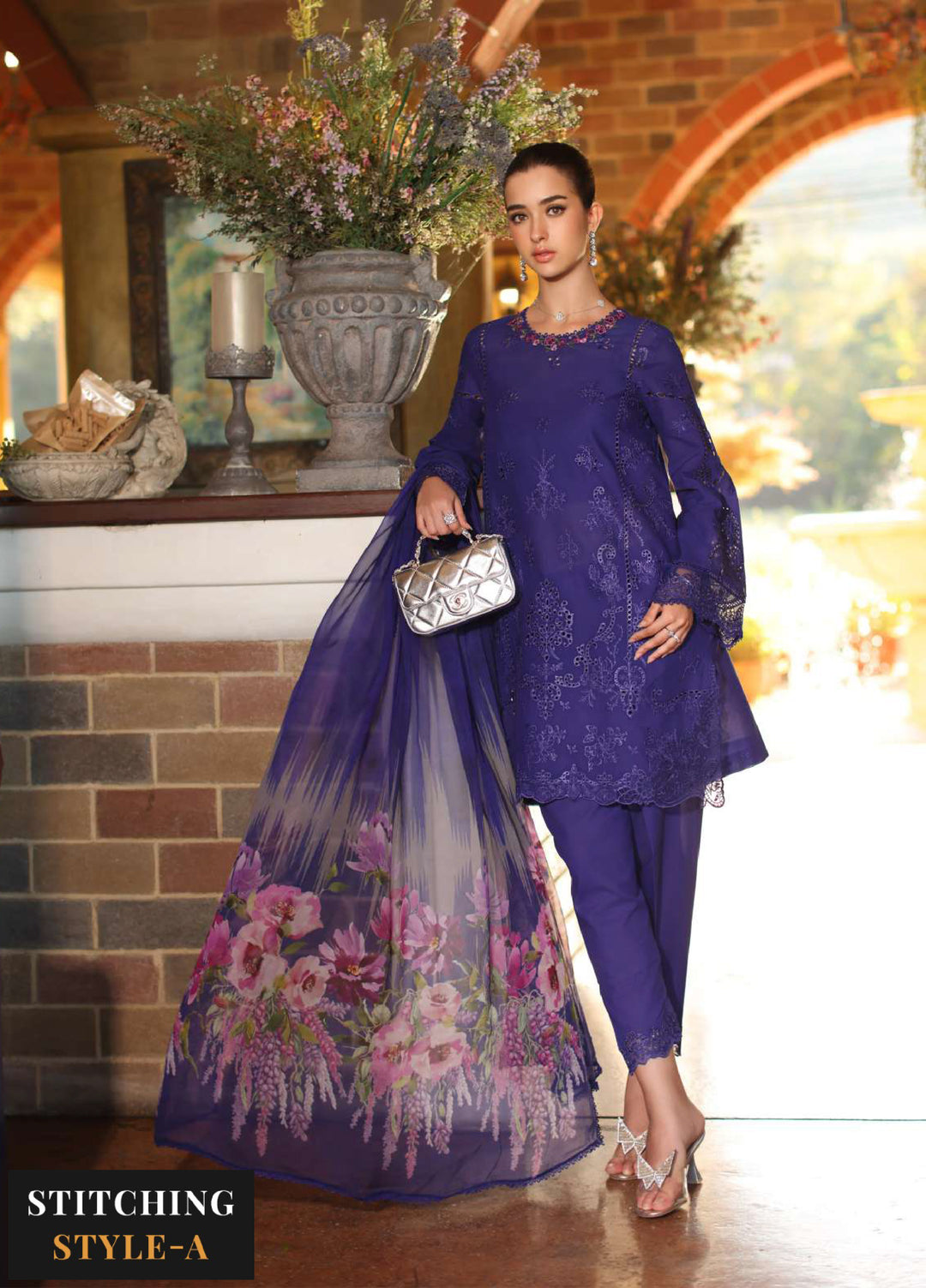 Noor by Saadia Asad Unstitched Embroidered Luxury Lawn 3 Piece Suit SA26UNL D2A-ALOURA - Eid Collection