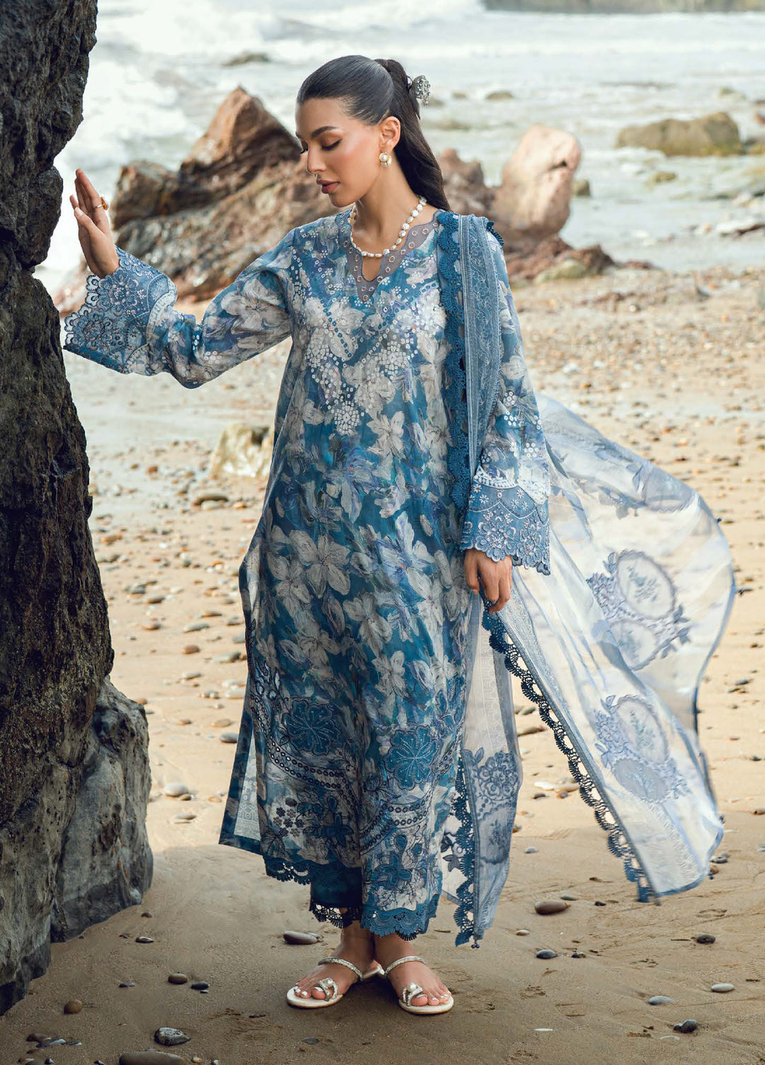 Gardenia by Nureh Unstitched Embroidered Lawn 3 Piece Suit NU26UGL NSG-201 - Summer Collection