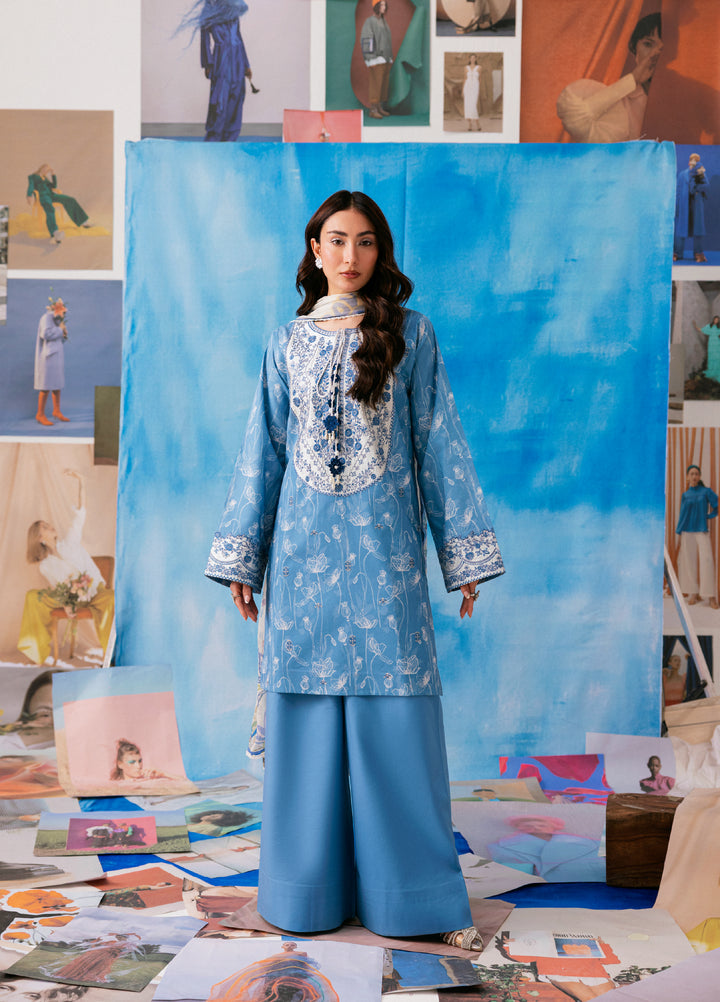 Zync by Florent Unstitched Embroidered Printkari Lawn 3 Piece Suit FL26UZP FZ-2B - Summer Collection