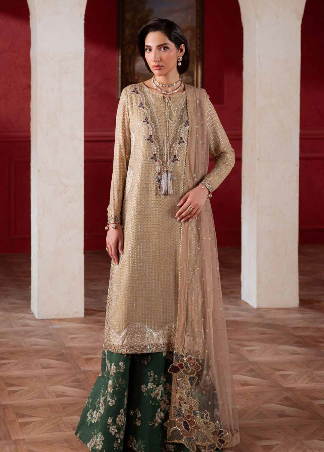 Amaya by Nureh Unstitched Embroidered Chiffon 4 Piece Suit NU26UCA AM-39 - Festive Collection