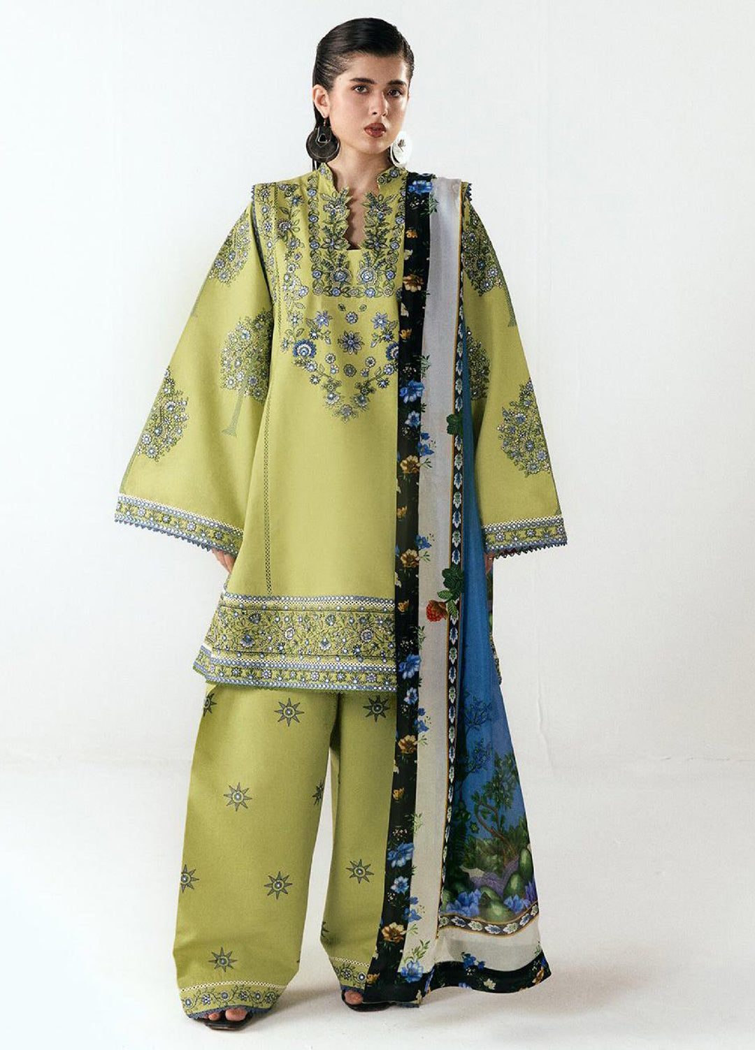 Jugnu by Hussain Rehar Unstitched Embroidered Cotton 3 Piece Suit HR26UCJ Mai JUG-LD D#1279 - Eid Collection
