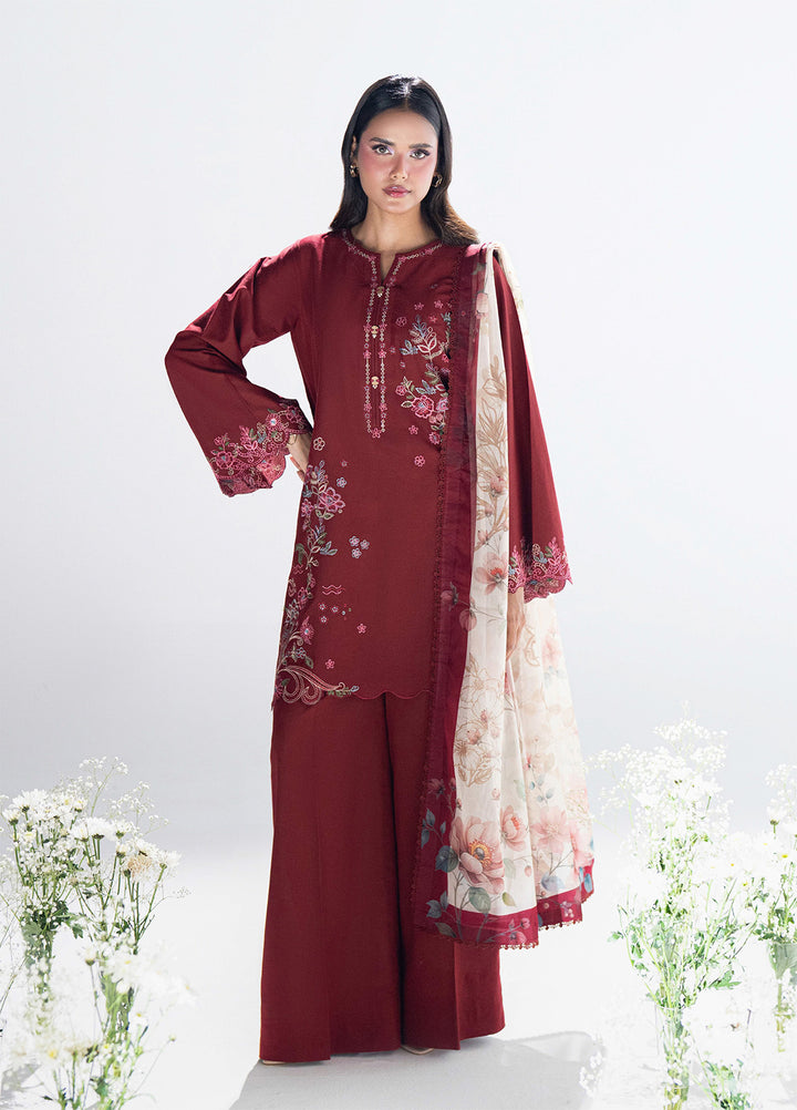 Blush N Bliss by Sahane Women RTW Embroidered Dobby Lawn 3 Piece Suit Mulberry LP63003 Casual Collection