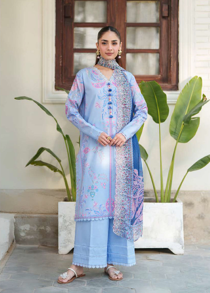 Whispered Florals by Roheenaz Unstitched Embroidered Lawn 3 Pcs Suit RNZ26UWF D-14 A DEWLIGHT BLOOM - Summer