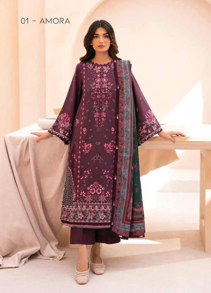 Rang e Khizaan by Xenia Unstitched Khaddar Embroidered Suits 3 Piece XE25SW D-01 AMORA - Winter Collection