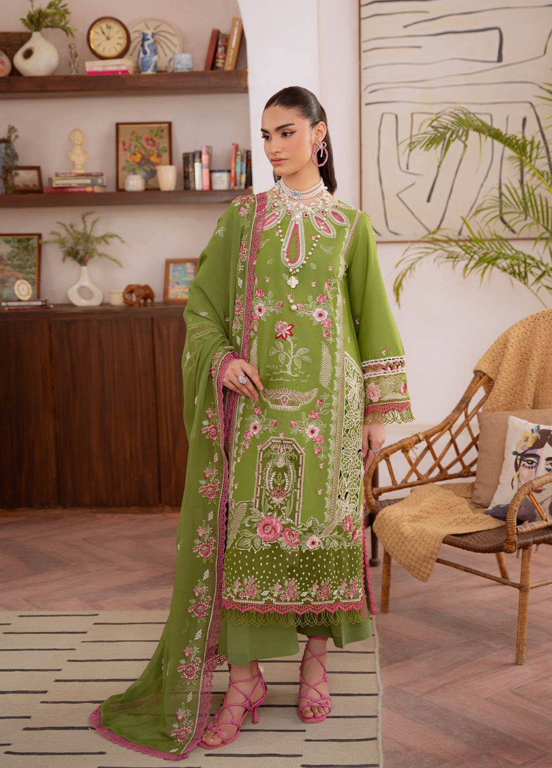 Shanaya by Mahnur Unstitched Lawn Embroidered 3 Piece Suit MN26US SN-11 - Summer Collection