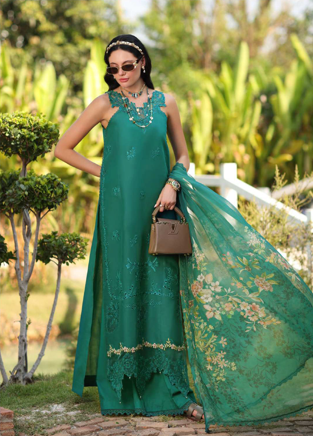 Noor Luxe by Saadia Asad Unstitched Embroidered Lawn 3 Piece Suit SA26ULNE D2 - Eid Collection