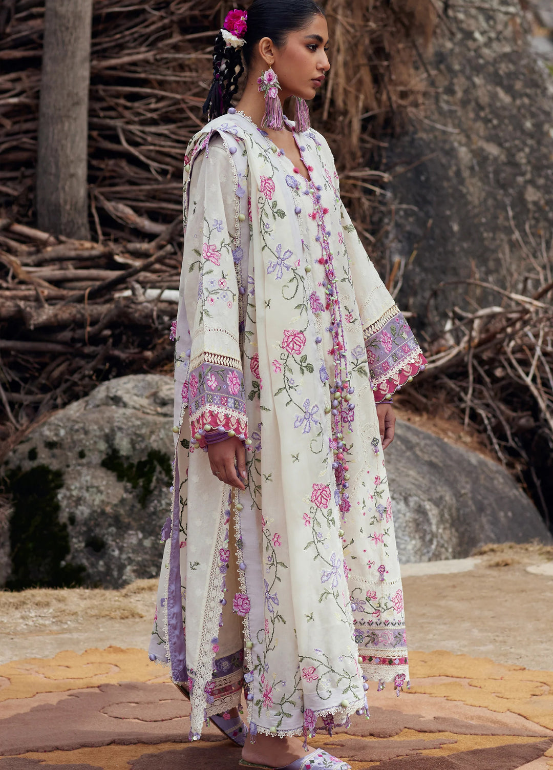 Meili by Zaha Unstitched Embroidered Lawn 3 Piece Suit ZK26UML ZL26-03A - Festive Collection