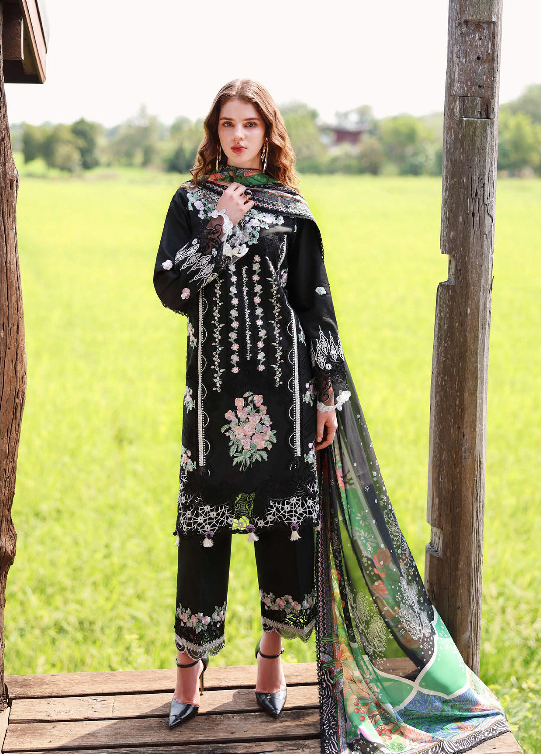 The Secret Garden by Mushq Unstitched Embroidered Lawn 3 Piece Suit MU26ULSG Nightshade Bloom HUNSS260209 - Festive Collection