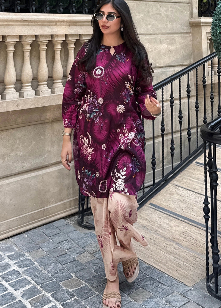 Rashid Textiles Women RTW Embroidered Lawn 2 Piece Suit D-02 Purple - Casual Collection
