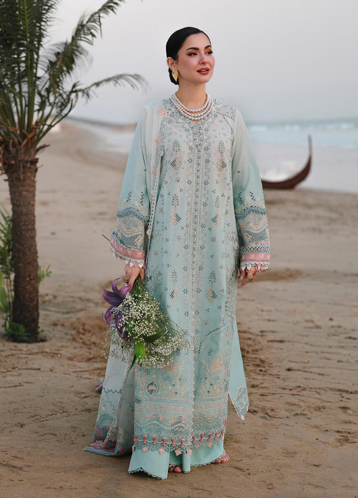 Sahil by Qalamkar Unstitched Embroidered Luxury Lawn 3 Pcs Suit QLK26US SA-05 Ayra - Summer