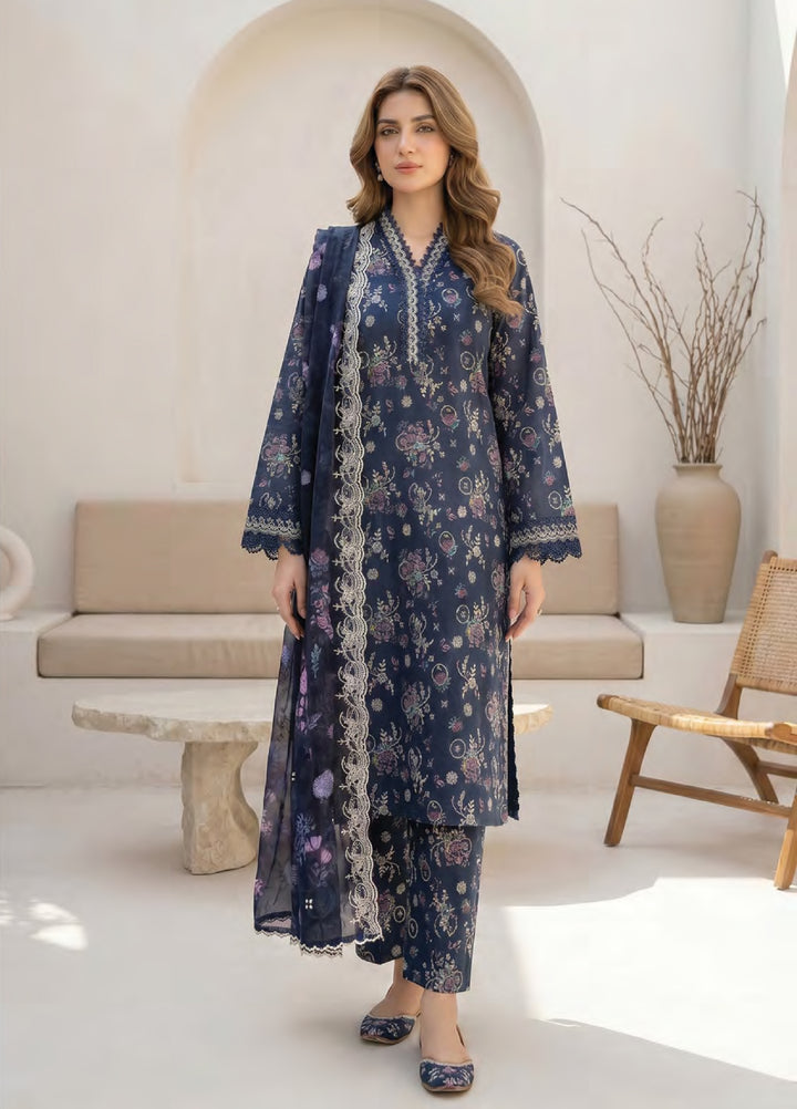 Lakhany Unstitched Printed Lawn 3 Piece Suit LSM26UP LG-RL-0471 - Casual Collection