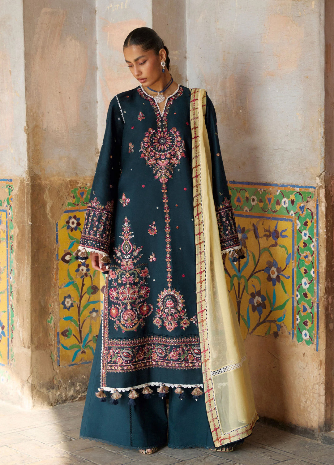 Zan by Hussain Rehar Unstitched Embroidered Lawn 3 Piece Suit HR26UZF Cinko D-99 - Festive Collection