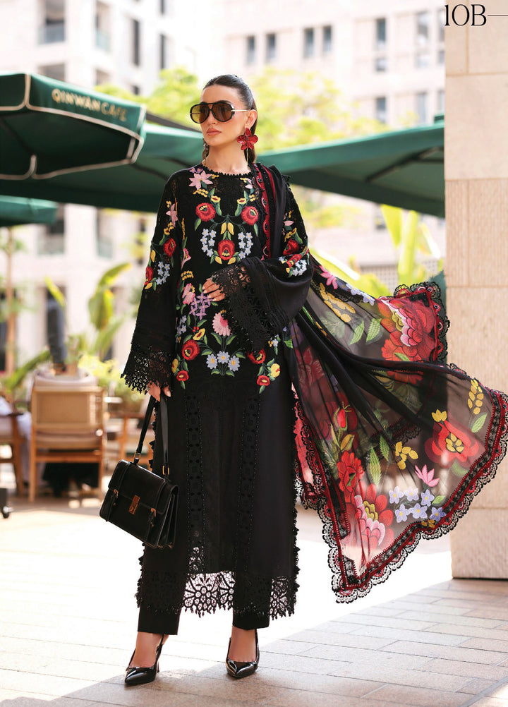 Maria B Unstitched Embroidered Luxury Lawn 3 Piece Suit MB26UEL 10B - Eid Collection