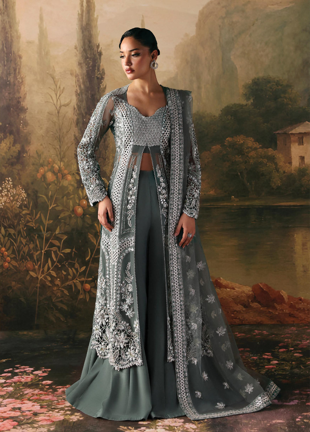 La Fuchsia by Afrozeh Unstitched Hand work Organza 3 Piece Suit AF26ULF Crescent FWU-0079 - Festive Collection