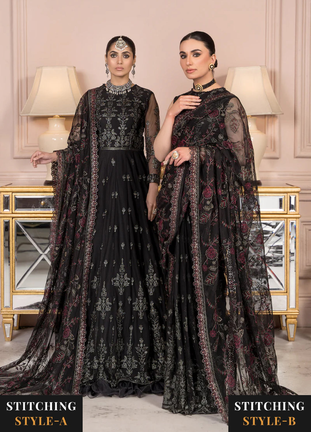 Zarif Women Unstitched Embroidered Net 3 Piece Suit ZR26UFC ZA 03 BLACK AFFAIR - Festive Collection