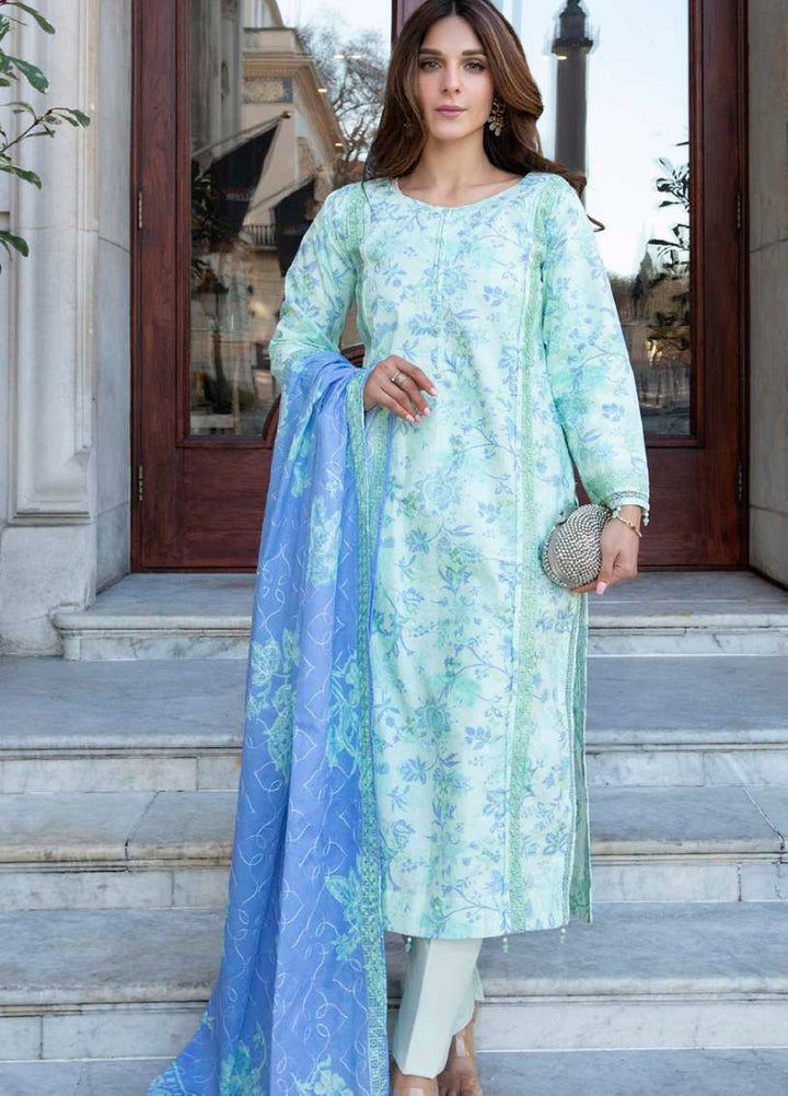 AL Zohaib Dhagakari Unstitched Embroidered Lawn 3 Piece Suit AZ26UD D-10 - Summer Collection