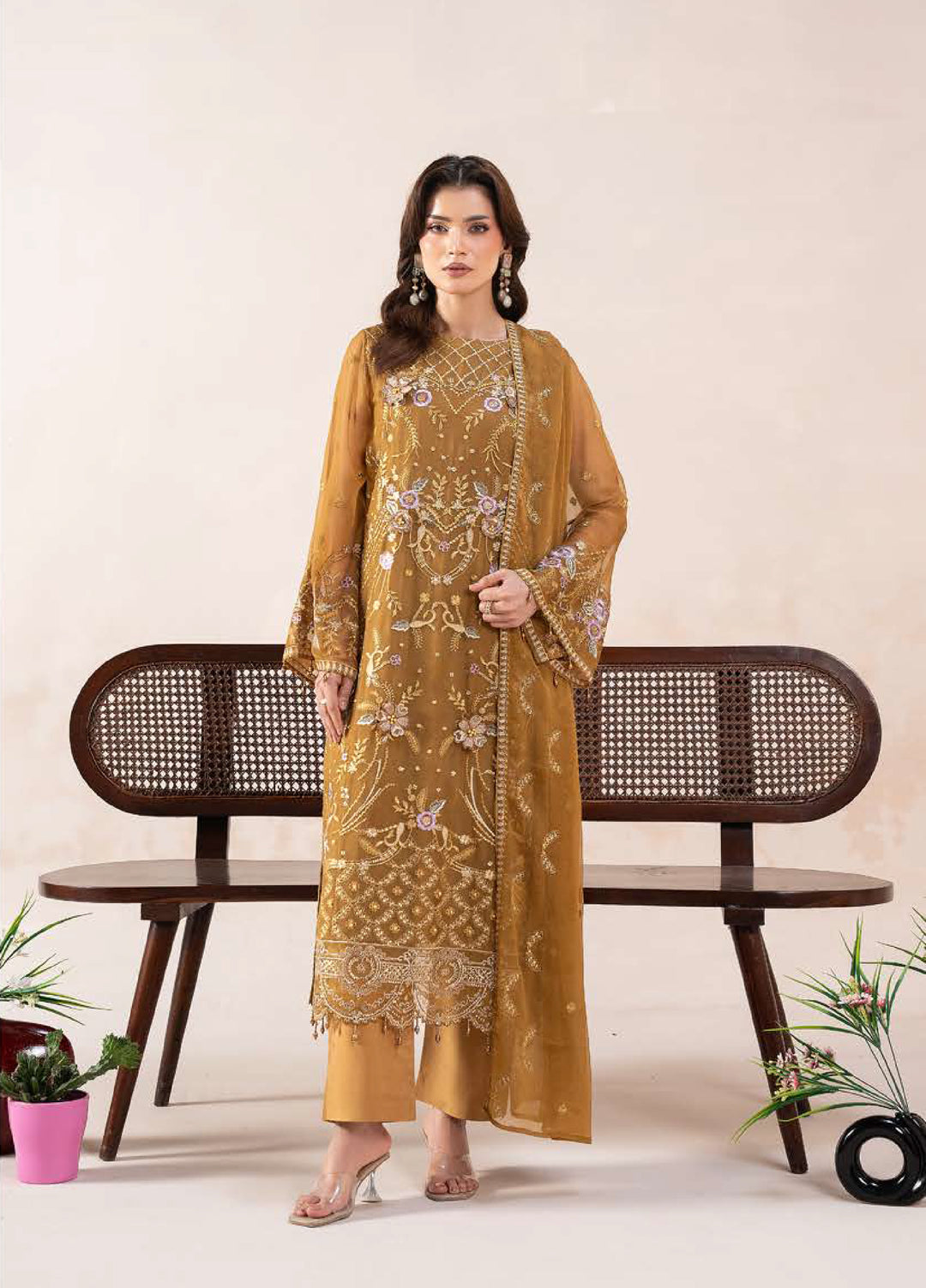 Anaya Noor by Zebtan Unstitched Embroidered Chiffon 3 Piece Suit ZB26UAN AN-02 - Festive Collection
