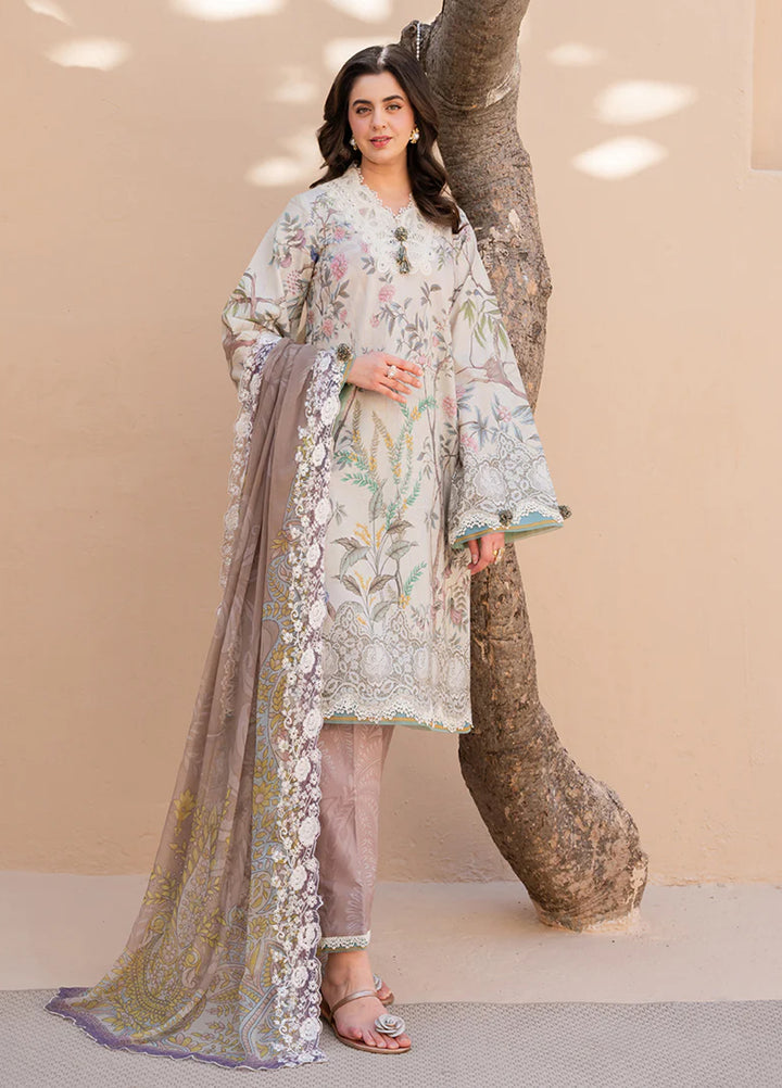 Summer in Bloom By Roheenaz Unstitched Printed Lawn 3 Piece Suit RN26USBL 34B Flora Grace - Festive Collection