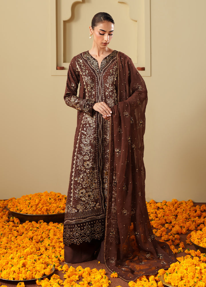 Shagun by Neeshay Unstitched Raw Silk Embroidered Suits 3 Piece NSH25SF MAHROОВ - Festive Collection