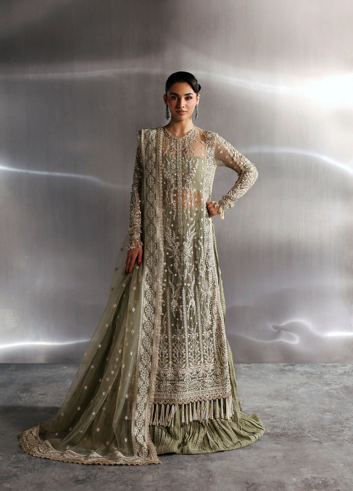 Seraphine by Zarposh Unstitched Embroidered Net 3 Piece Suit Willow - Wedding Collection