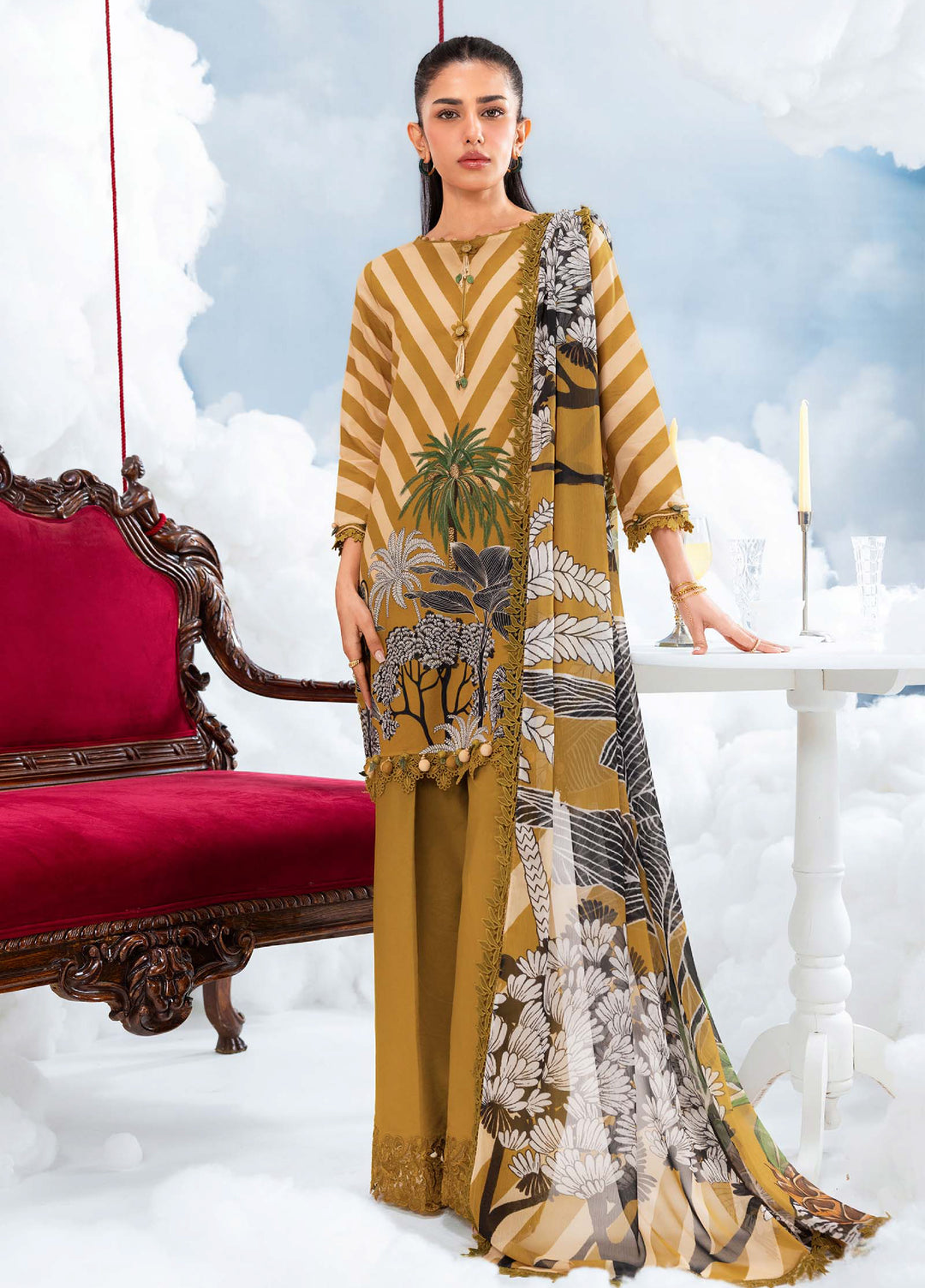M Basics by Maria B Unstitched Embroidered Lawn 3 Piece Suit MB26SSEL MB-CUSV14-08A - Eid Collection