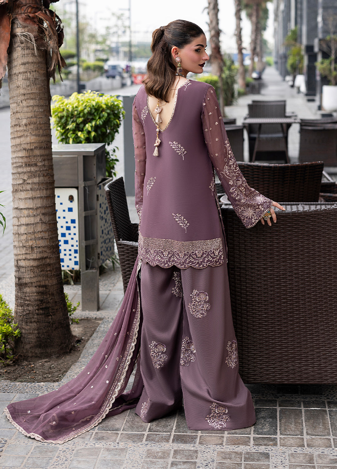 Sahane Embroidered Chiffon Suits Unstitched 3 Piece CT 25005 Roseate - Formals Collection