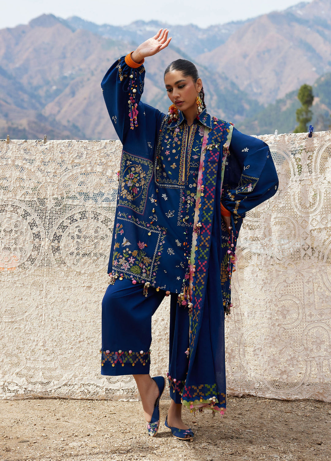 Meili by Zaha Unstitched Embroidered Lawn 3 Piece Suit ZK26UML ZL26-08A - Festive Collection