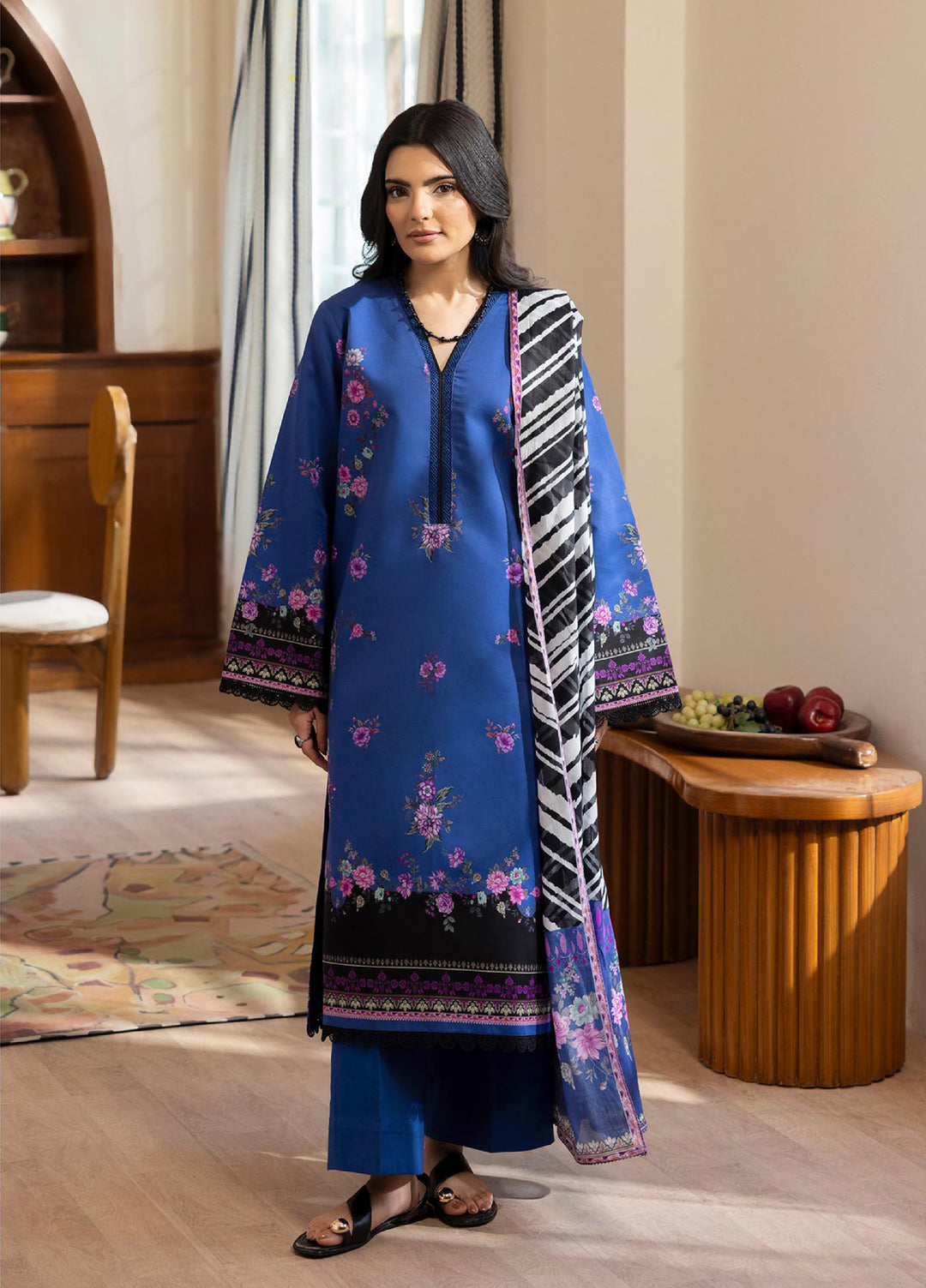 Nissa by RajBari Unstitched Printed Lawn 3 Piece Suit RB26ULN D-07 - Casual Collection
