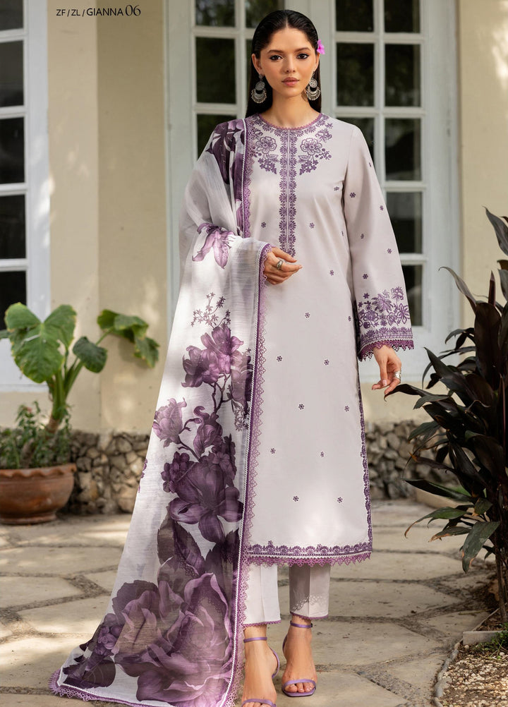 Zarif Unstitched Embroidered Lawn 3 Piece Suit ZR26ULF GIANNA 06 - Festive Collection