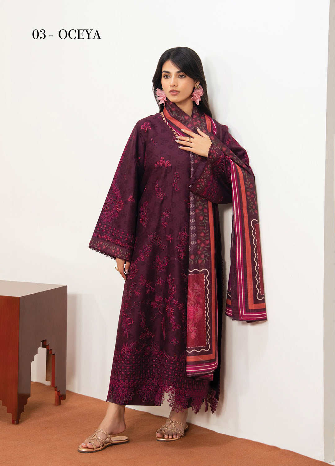 Namah by Xenia Formals Unstitched Embroidered Jacquard Lawn 3 Piece Suit XF26UNL Oceya 03 - Festive Collection