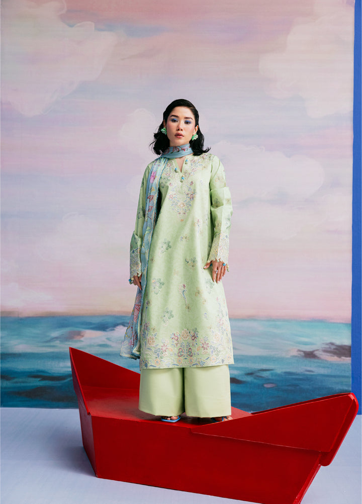 Zync by Florent Unstitched Embroidered Printkari Lawn 3 Piece Suit FL26UZP FZ-8B - Summer Collection