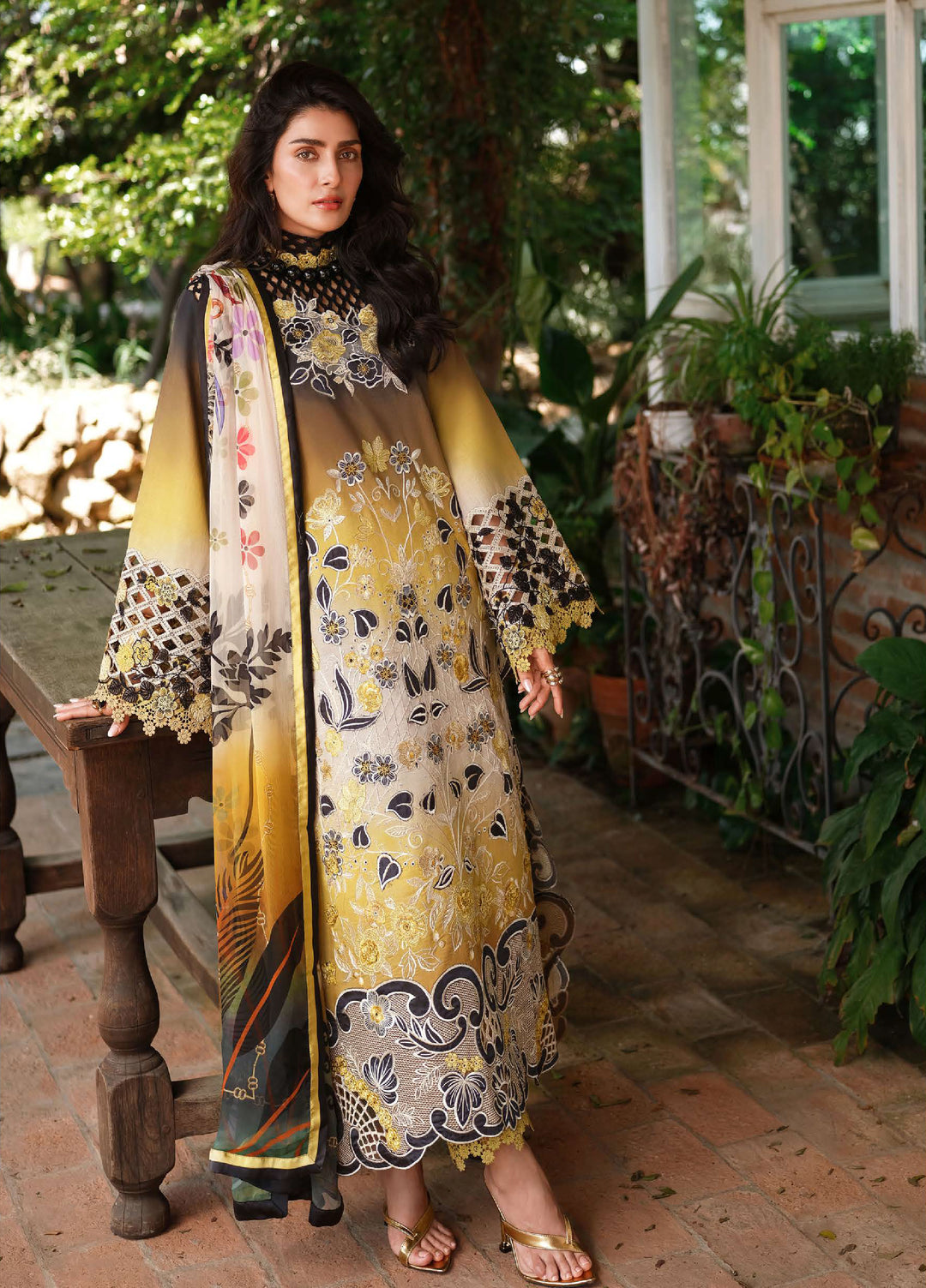 AMoi by Mushq Unstitched Embroidered Luxury Lawn 3 Piece Suit MU26AHL D-15 Timeless Charm - Summer Collection