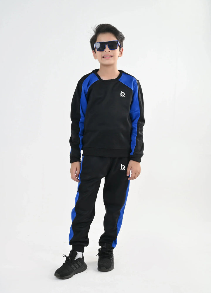 IQ Exclusive Kids Track Suit Fleece 2 PieceBlackout Blue Tracksuit-Unisex Kids - Winter Collection