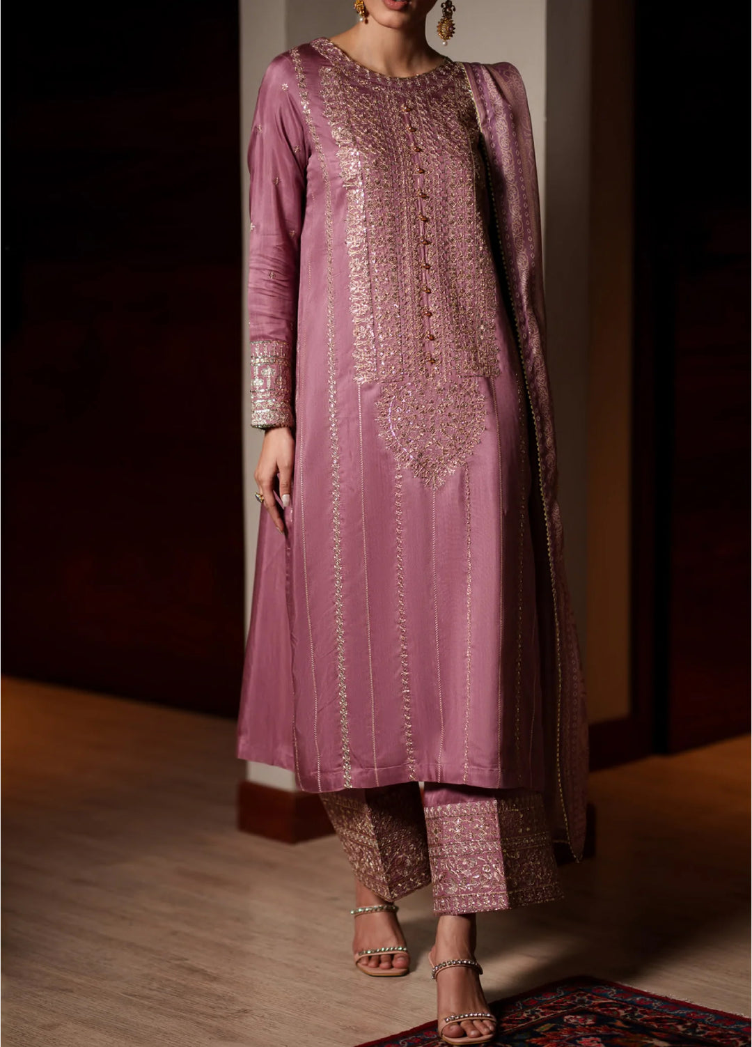 Eala by Casuallite RTW Embroidered Silk Viscose 3 Piece Suit CL26PSEA 03 ROSELYN - Festive Collection