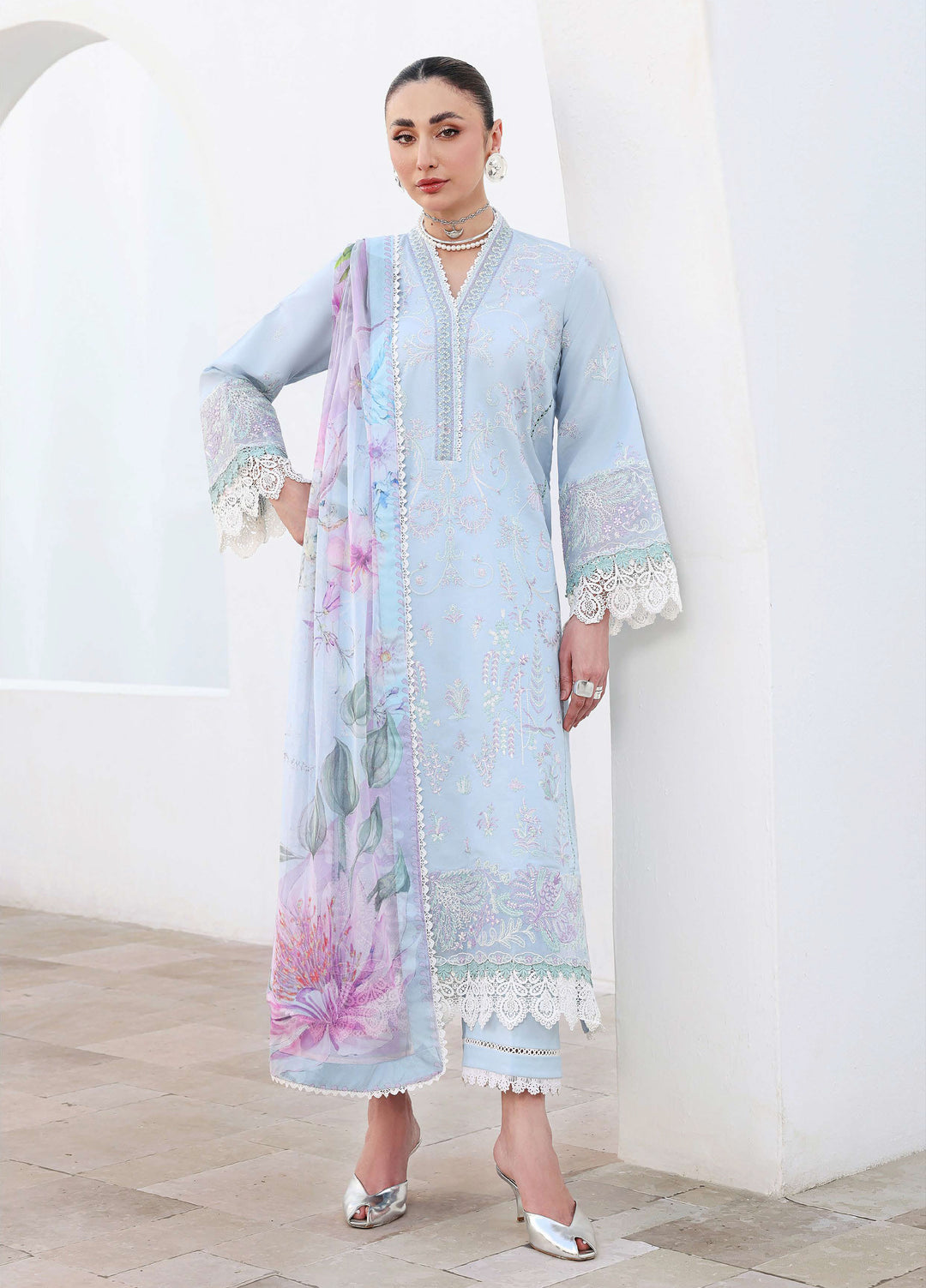 Floral Reverie by Roheenaz Unstitched Embroidered Lawn 3 Piece Suit RN26UFRL MORNING PETAL - Festive Collection