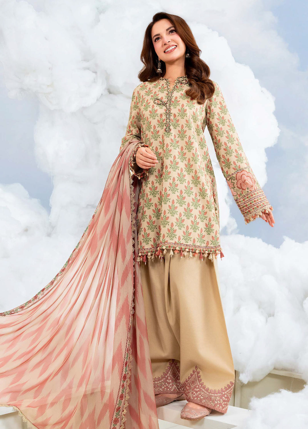 M Basics by Maria B Unstitched Embroidered Lawn 3 Piece Suit MB26SSEL MB-CUSV14-12A - Eid Collection