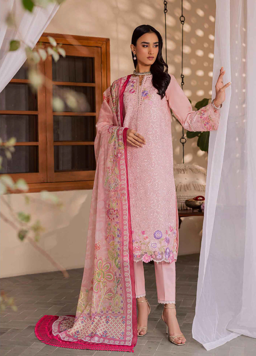 Selene by RajBari Unstitched Embroidered Lawn 3 Piece Suit RB26USL Noore - Festive Collection
