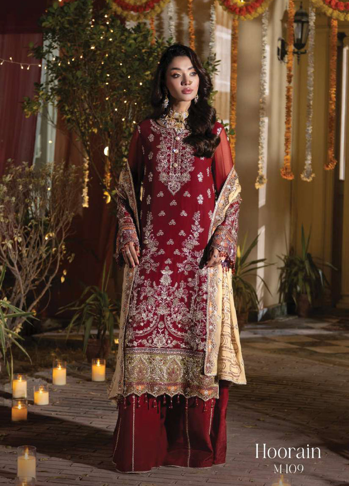 Shagun by Imrozia Premium Women 3 Piece Chiffon Suit M-109 Hoorain - Festive Collection
