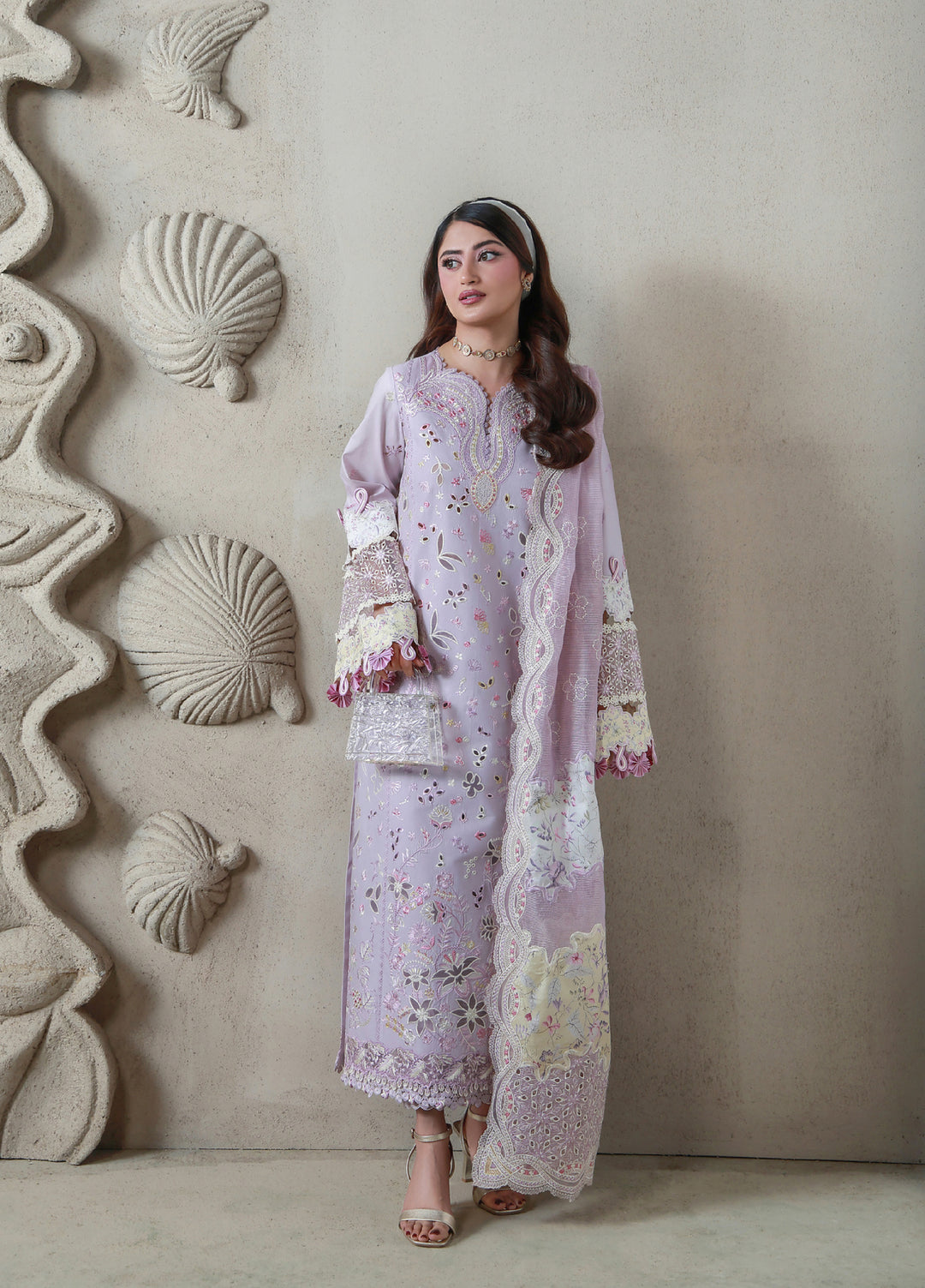 Saagar by Aabyaan Unstitched Embroidered Luxury Lawn 3 Piece Suit ABY26USL AL-1 Rania - Festive Collection