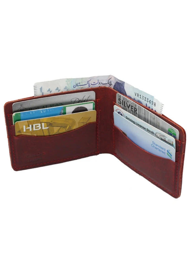 Vintage by Jild Mens Genuine Vintage Leather Wallet-DARK RED S1 - Wallets Collection