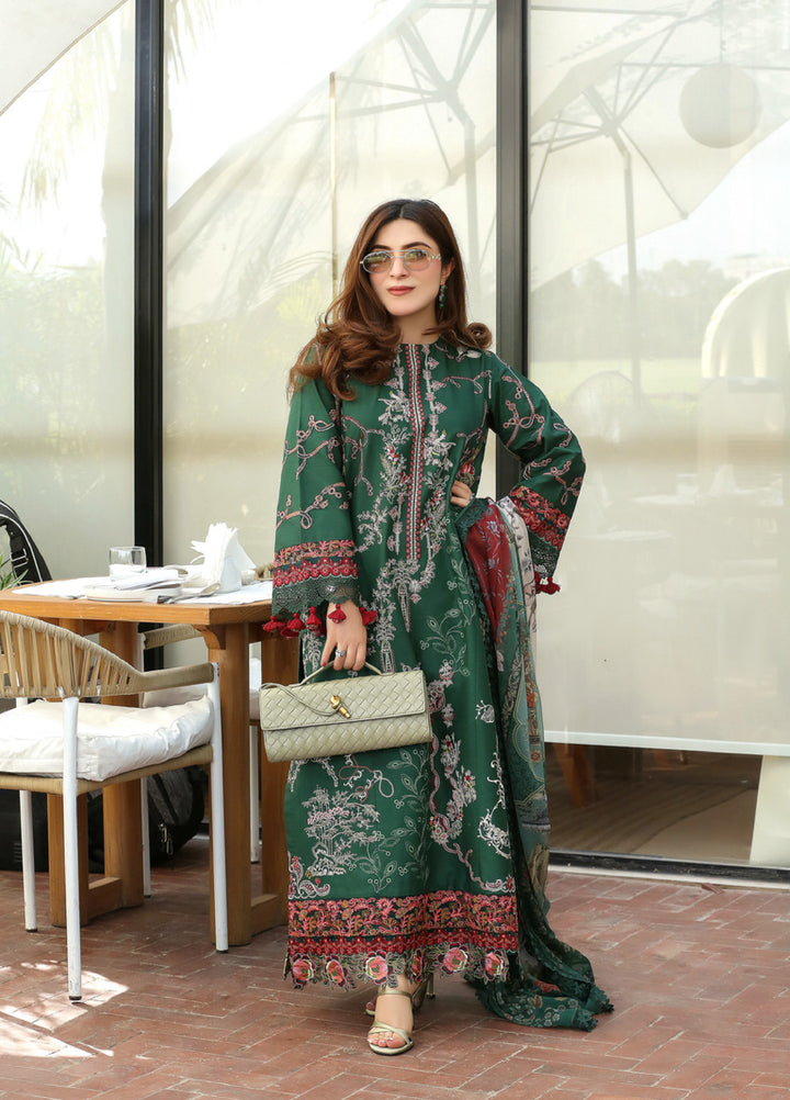 Asifa and Nabeel Unstitched Embroidered Lawn 3 Piece Suit AN26ULE Green Majestic VSL 26-01 - Eid Collection
