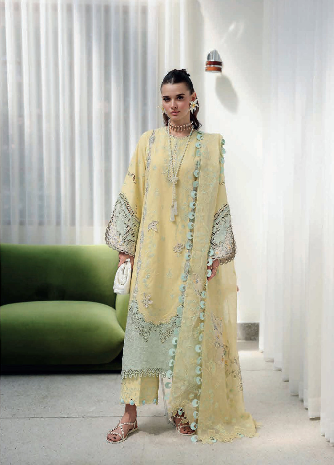 Qalamkar Chikankari Unstitched Embroidered Lawn 3 Piece Suit QLK26UCL CM-02 Ayla - Summer Collection