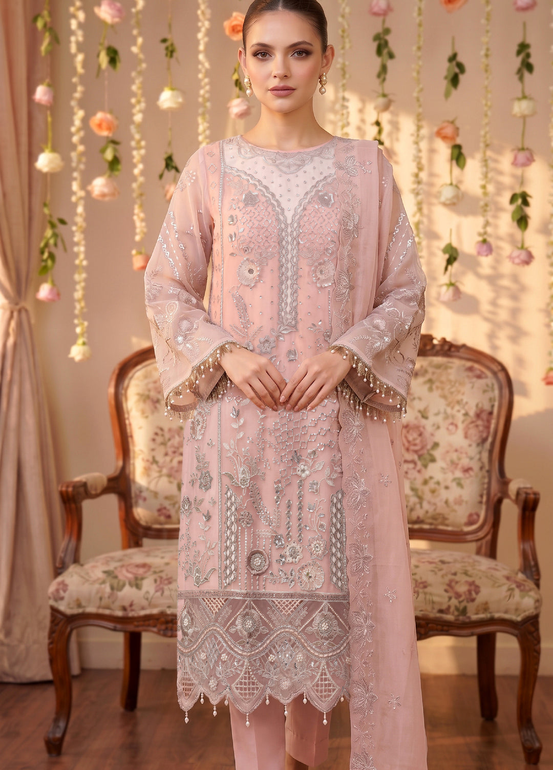 Anaya Noor by Zebtan Unstitched Embroidered Chiffon 3 Piece Suit ZB26UAC AN 08 - Festive Collection
